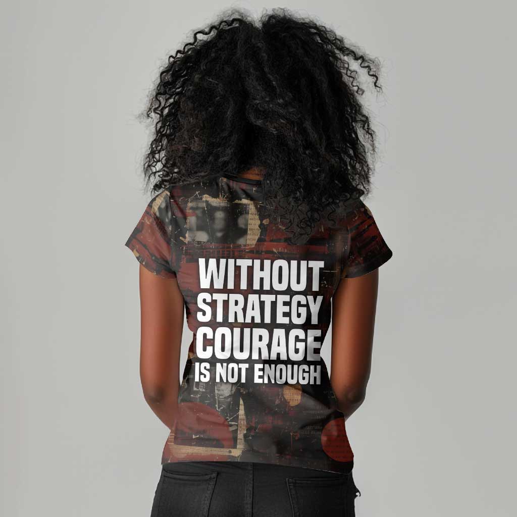 Bayard Rustin Women V-Neck T-Shirt with Quiet Architect Design Strategy and Courage Civil Rights Tribute - African Pride