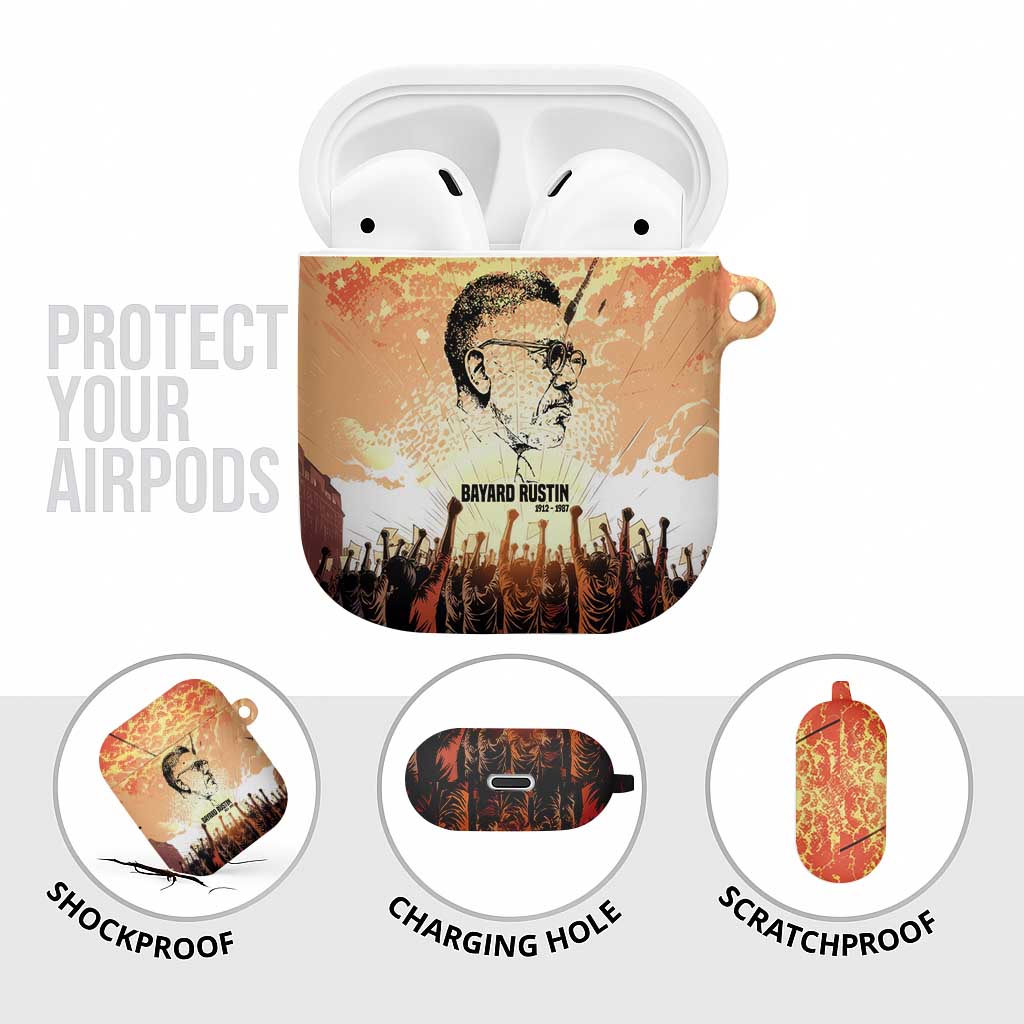 Bayard Rustin AirPods Case with Radical Nonviolence Design Protest Crowd and Courage Civil Rights Tribute - African Pride