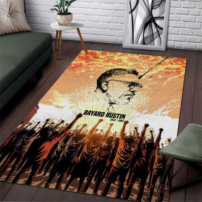 Bayard Rustin Area Rug with Radical Nonviolence Design Protest Crowd and Courage Civil Rights Tribute - African Pride