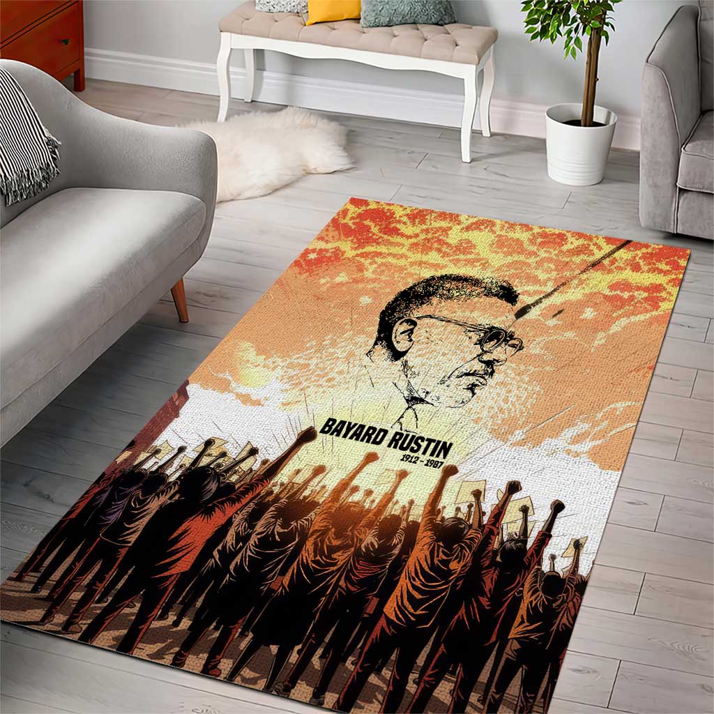 Bayard Rustin Area Rug with Radical Nonviolence Design Protest Crowd and Courage Civil Rights Tribute - African Pride