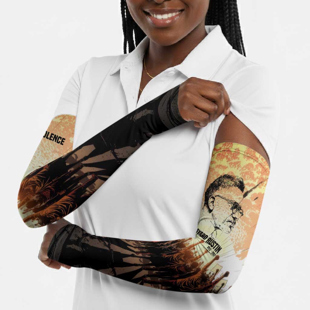 Bayard Rustin Arm Sleeves with Radical Nonviolence Design Protest Crowd and Courage Civil Rights Tribute - African Pride