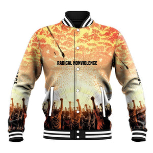 Bayard Rustin Baseball Jacket with Radical Nonviolence Design Protest Crowd and Courage Civil Rights Tribute - African Pride