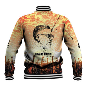 Bayard Rustin Baseball Jacket with Radical Nonviolence Design Protest Crowd and Courage Civil Rights Tribute - African Pride