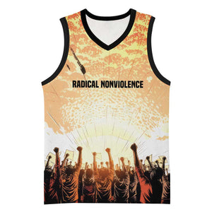 Bayard Rustin Basketball Jersey with Radical Nonviolence Design Protest Crowd and Courage Civil Rights Tribute - African Pride