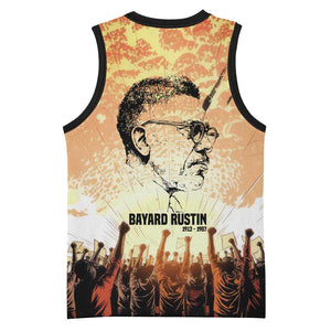Bayard Rustin Basketball Jersey with Radical Nonviolence Design Protest Crowd and Courage Civil Rights Tribute - African Pride