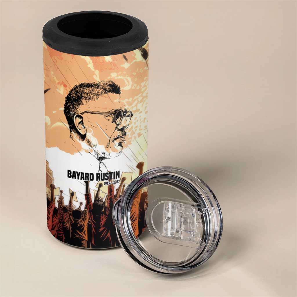Bayard Rustin 4 in 1 Can Cooler Tumbler with Radical Nonviolence Design Protest Crowd and Courage Civil Rights Tribute - African Pride