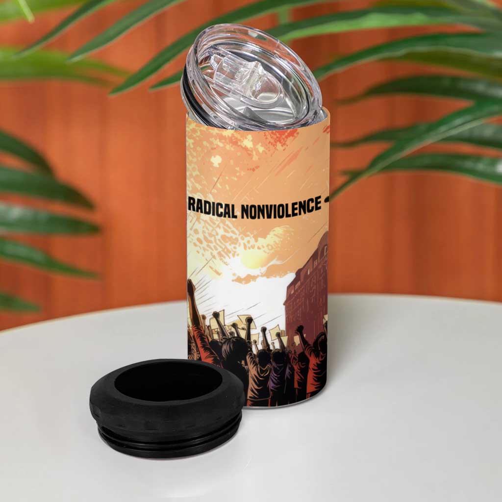 Bayard Rustin 4 in 1 Can Cooler Tumbler with Radical Nonviolence Design Protest Crowd and Courage Civil Rights Tribute - African Pride