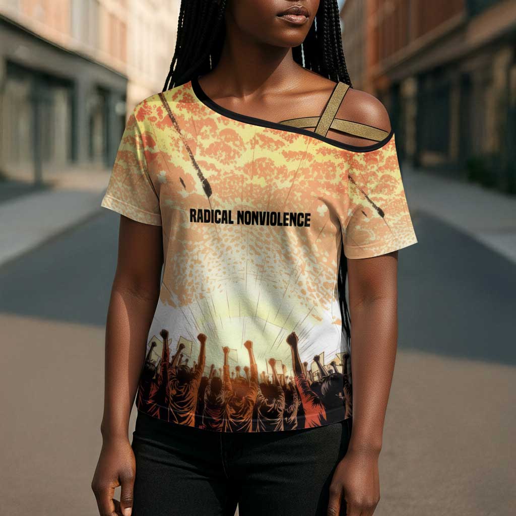 Bayard Rustin Cross Shoulder Shirt with Radical Nonviolence Design Protest Crowd and Courage Civil Rights Tribute - African Pride