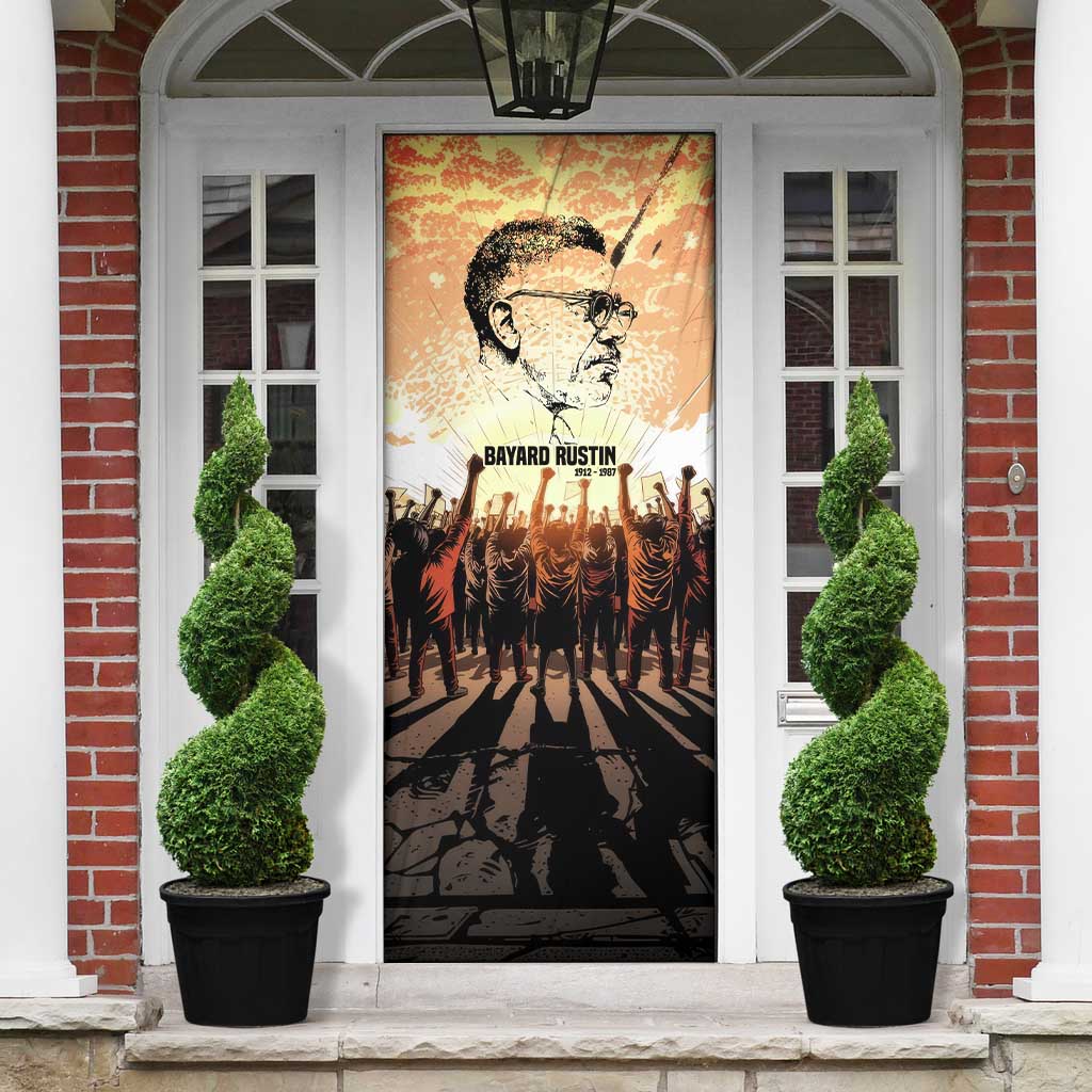 Bayard Rustin Door Cover with Radical Nonviolence Design Protest Crowd and Courage Civil Rights Tribute - African Pride