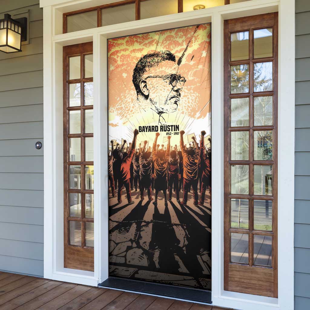 Bayard Rustin Door Cover with Radical Nonviolence Design Protest Crowd and Courage Civil Rights Tribute - African Pride