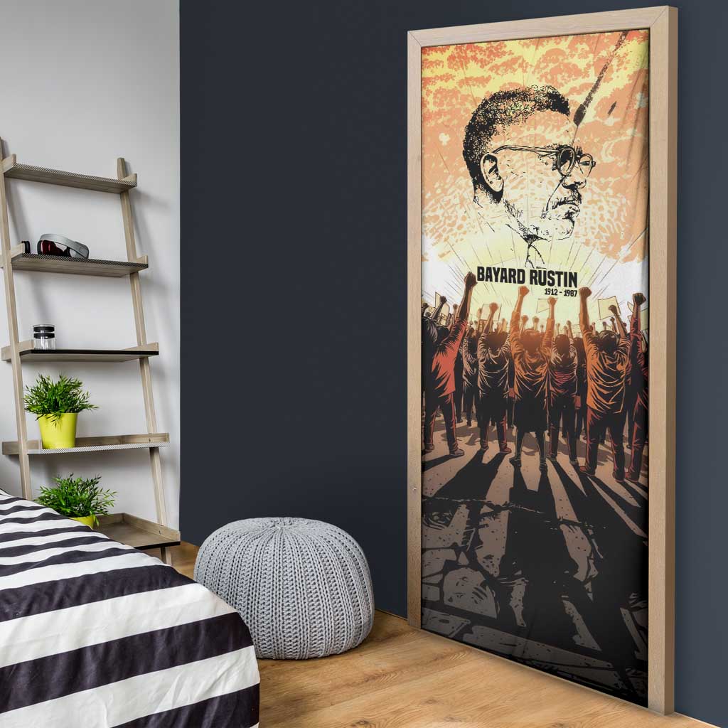Bayard Rustin Door Cover with Radical Nonviolence Design Protest Crowd and Courage Civil Rights Tribute - African Pride