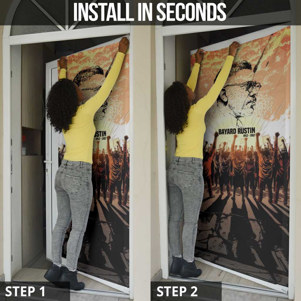 Bayard Rustin Door Cover with Radical Nonviolence Design Protest Crowd and Courage Civil Rights Tribute - African Pride
