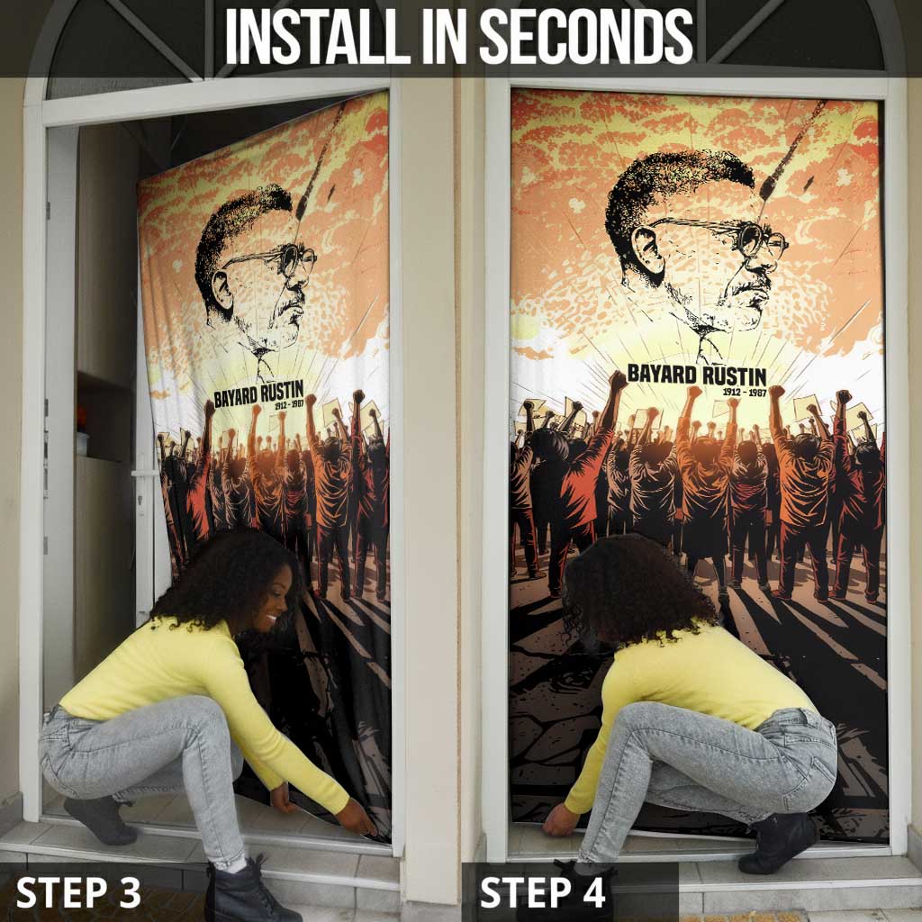 Bayard Rustin Door Cover with Radical Nonviolence Design Protest Crowd and Courage Civil Rights Tribute - African Pride