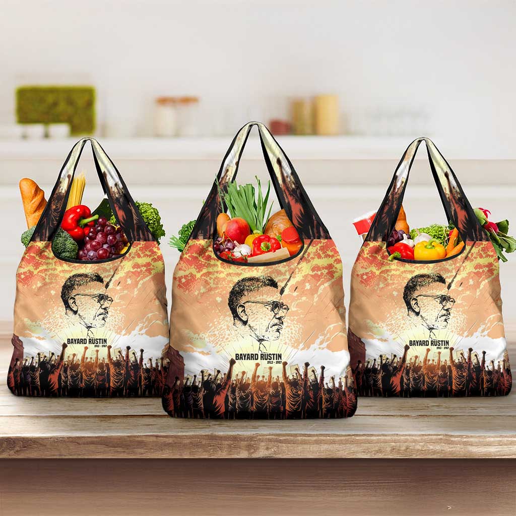 Bayard Rustin Grocery Bag with Radical Nonviolence Design Protest Crowd and Courage Civil Rights Tribute - African Pride