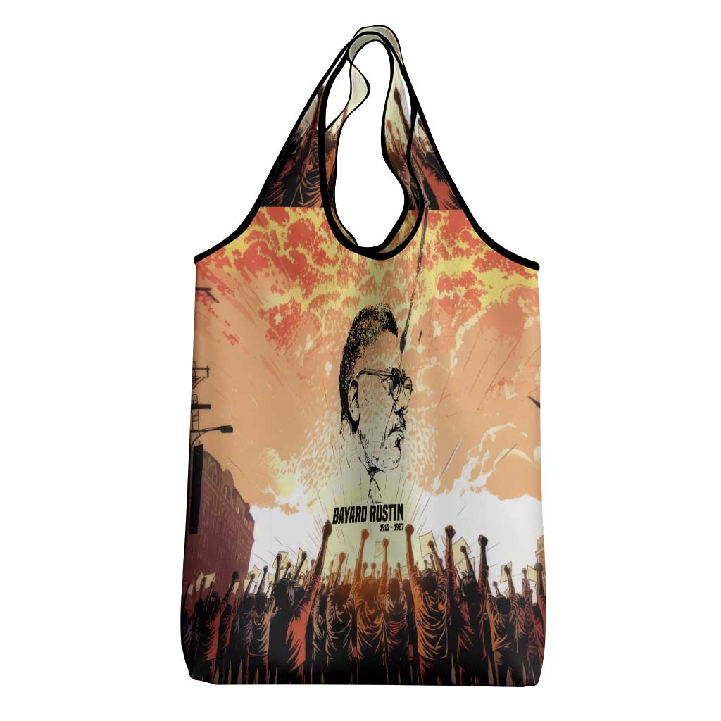 Bayard Rustin Grocery Bag with Radical Nonviolence Design Protest Crowd and Courage Civil Rights Tribute - African Pride