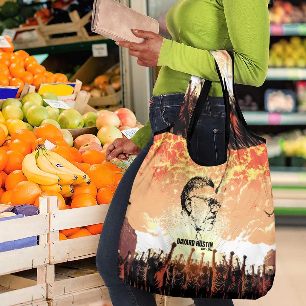 Bayard Rustin Grocery Bag with Radical Nonviolence Design Protest Crowd and Courage Civil Rights Tribute - African Pride