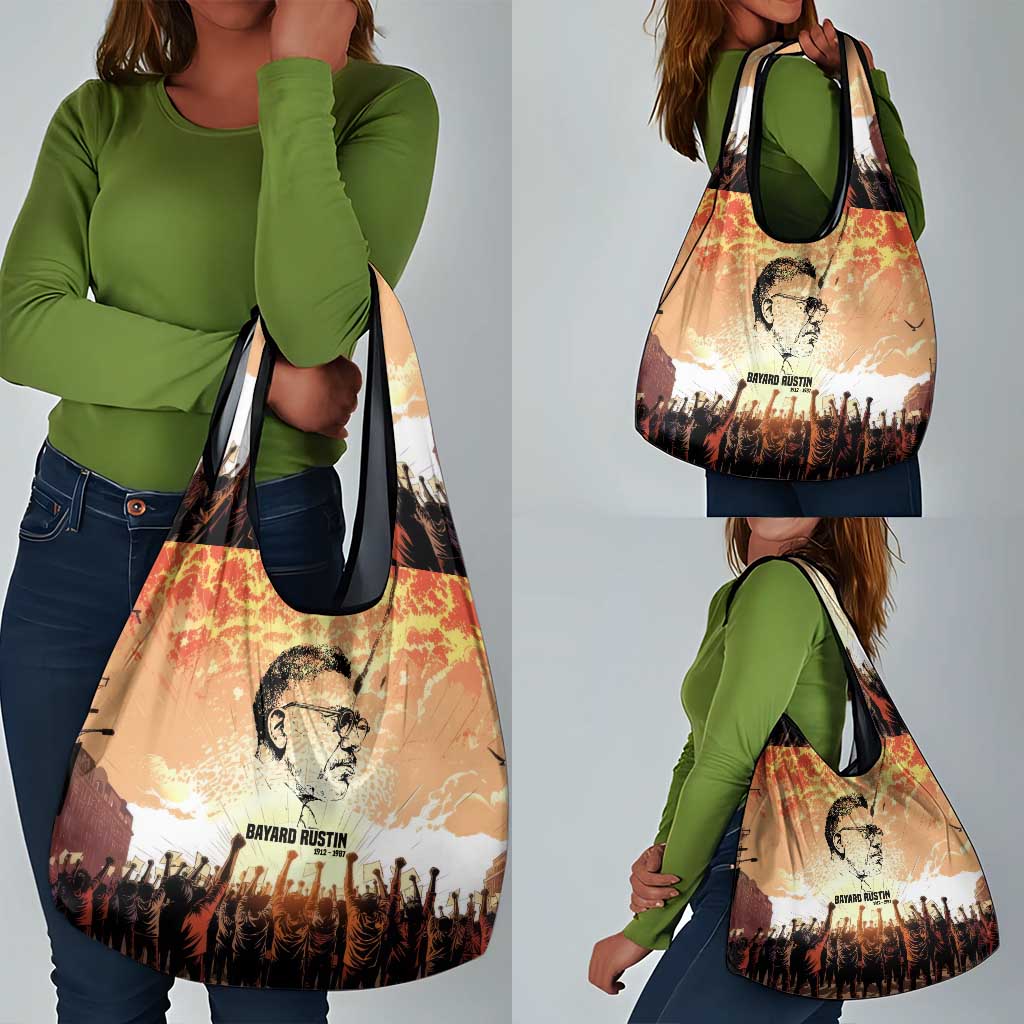 Bayard Rustin Grocery Bag with Radical Nonviolence Design Protest Crowd and Courage Civil Rights Tribute - African Pride