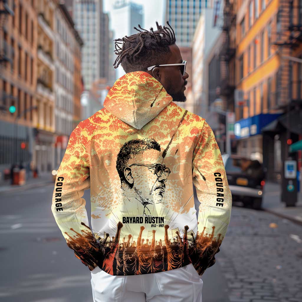 Bayard Rustin Hoodie with Radical Nonviolence Design Protest Crowd and Courage Civil Rights Tribute - African Pride