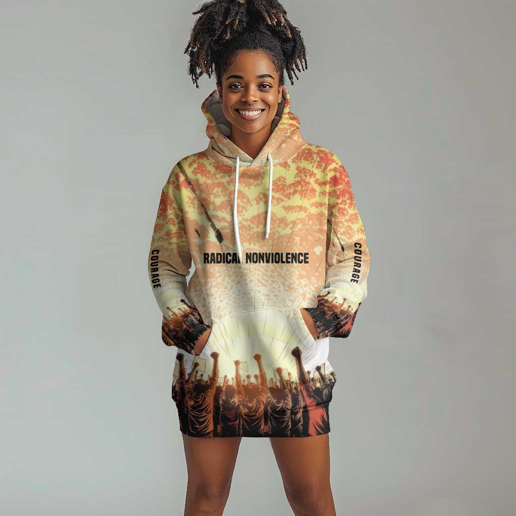 Bayard Rustin Hoodie Dress with Radical Nonviolence Design Protest Crowd and Courage Civil Rights Tribute - African Pride