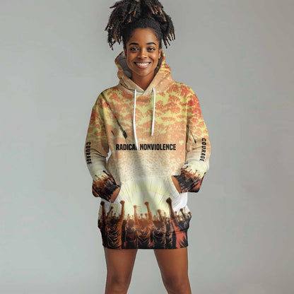 Bayard Rustin Hoodie Dress with Radical Nonviolence Design Protest Crowd and Courage Civil Rights Tribute - African Pride