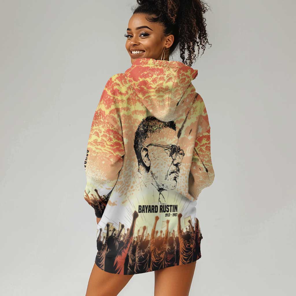 Bayard Rustin Hoodie Dress with Radical Nonviolence Design Protest Crowd and Courage Civil Rights Tribute - African Pride