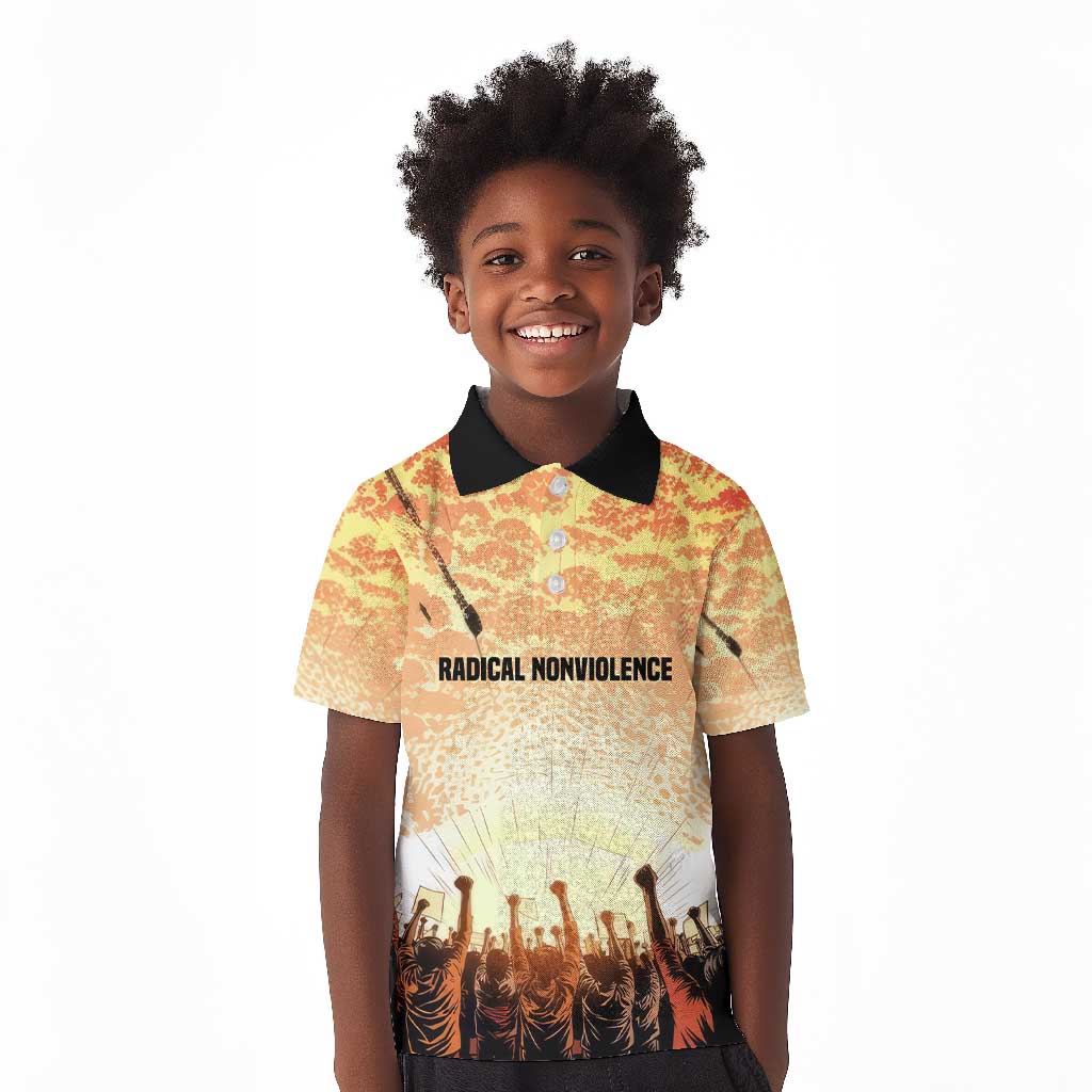 Bayard Rustin Kid Polo Shirt with Radical Nonviolence Design Protest Crowd and Courage Civil Rights Tribute - African Pride