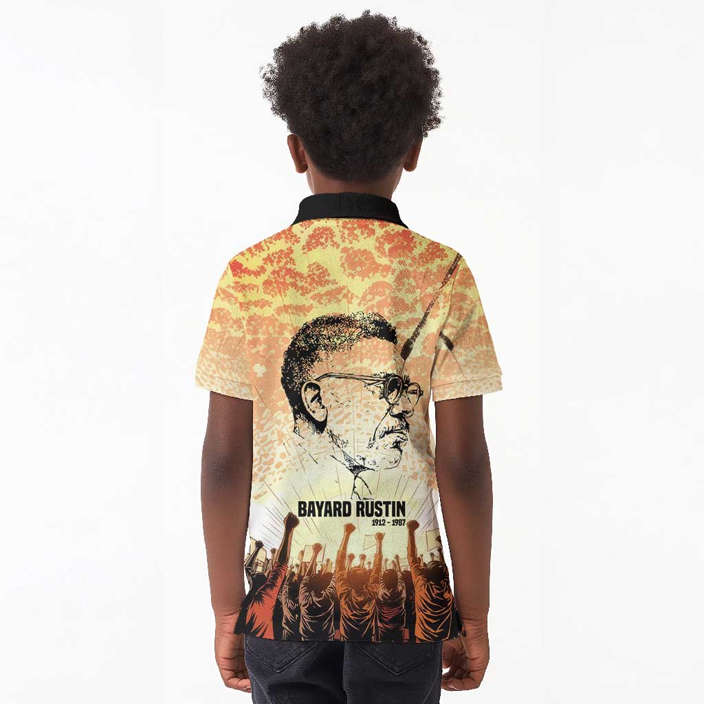 Bayard Rustin Kid Polo Shirt with Radical Nonviolence Design Protest Crowd and Courage Civil Rights Tribute - African Pride
