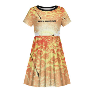 Bayard Rustin Kid Short Sleeve Dress with Radical Nonviolence Design Protest Crowd and Courage Civil Rights Tribute - African Pride