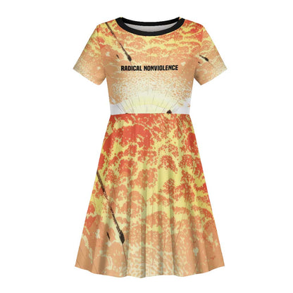Bayard Rustin Kid Short Sleeve Dress with Radical Nonviolence Design Protest Crowd and Courage Civil Rights Tribute - African Pride