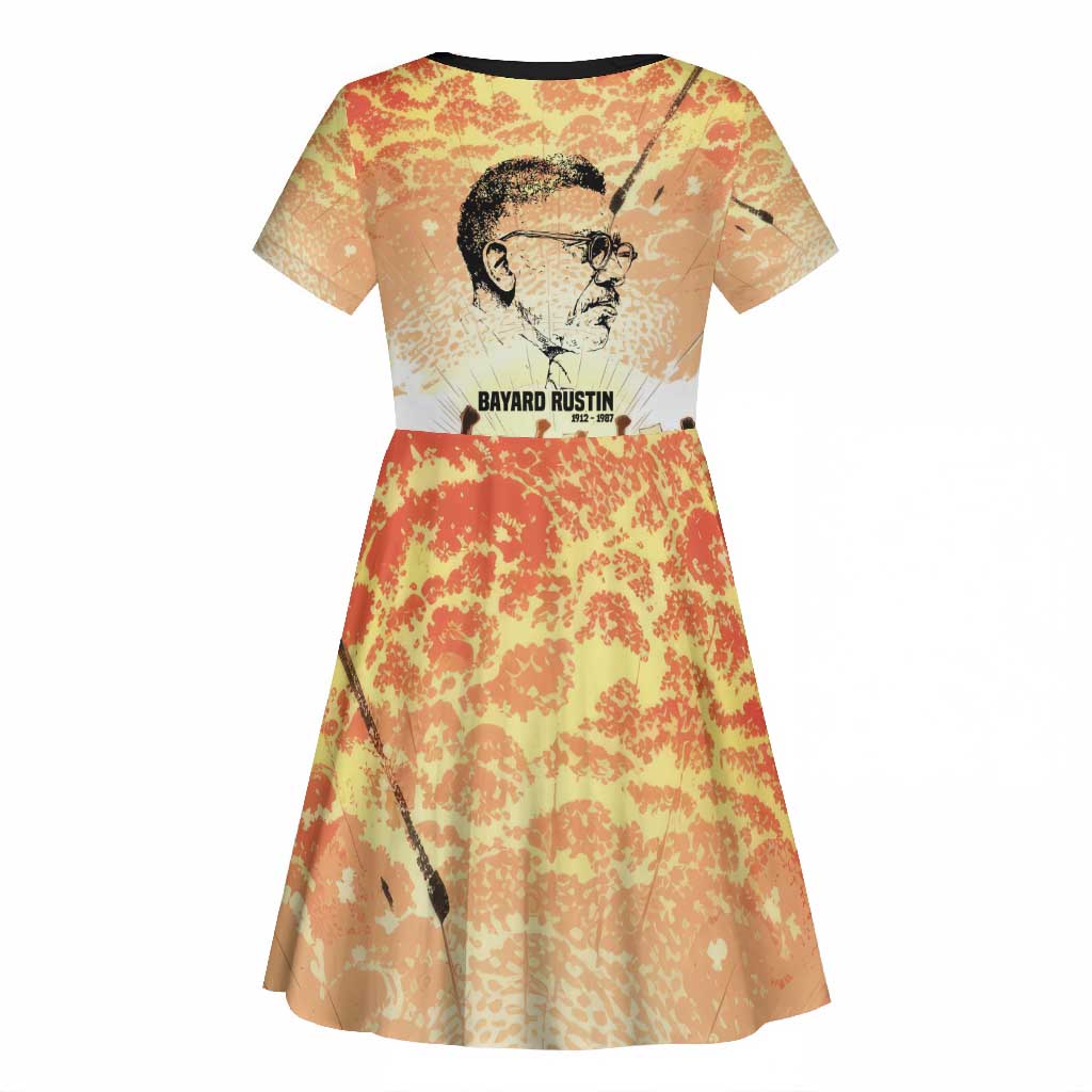 Bayard Rustin Kid Short Sleeve Dress with Radical Nonviolence Design Protest Crowd and Courage Civil Rights Tribute - African Pride