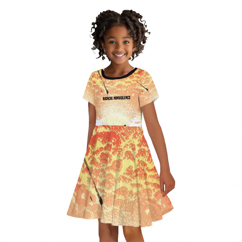 Bayard Rustin Kid Short Sleeve Dress with Radical Nonviolence Design Protest Crowd and Courage Civil Rights Tribute - African Pride