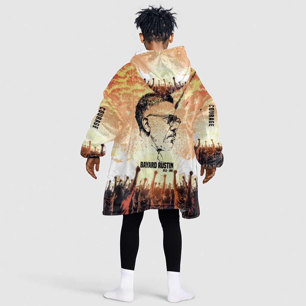 Bayard Rustin Kid Wearable Blanket Hoodie with Radical Nonviolence Design Protest Crowd and Courage Civil Rights Tribute - African Pride