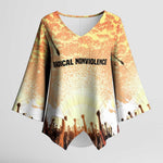 Bayard Rustin Kimono Sleeve Blouse with Radical Nonviolence Design Protest Crowd and Courage Civil Rights Tribute - African Pride
