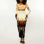 Bayard Rustin Long Sleeve Bodycon Dress with Radical Nonviolence Design Protest Crowd and Courage Civil Rights Tribute - African Pride
