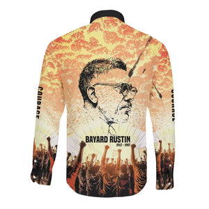 Bayard Rustin Long Sleeve Button Shirt with Radical Nonviolence Design Protest Crowd and Courage Civil Rights Tribute - African Pride