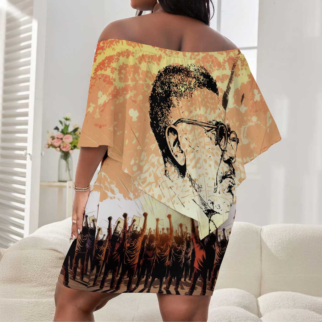 Bayard Rustin Off Shoulder Short Dress with Radical Nonviolence Design Protest Crowd and Courage Civil Rights Tribute - African Pride