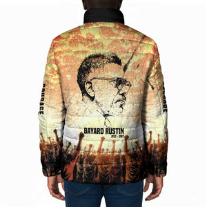 Bayard Rustin Padded Jacket with Radical Nonviolence Design Protest Crowd and Courage Civil Rights Tribute - African Pride