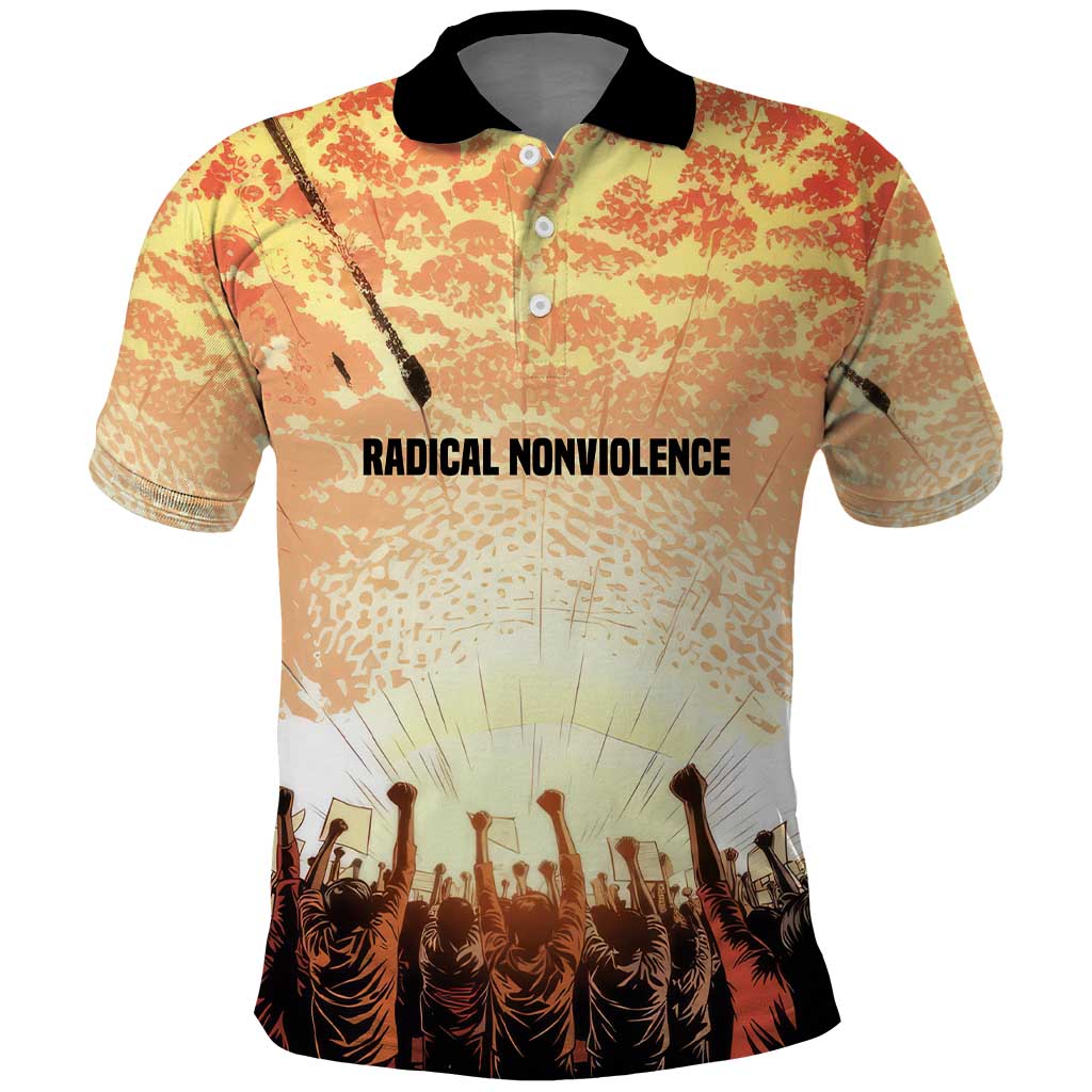 Bayard Rustin Polo Shirt with Radical Nonviolence Design Protest Crowd and Courage Civil Rights Tribute - African Pride