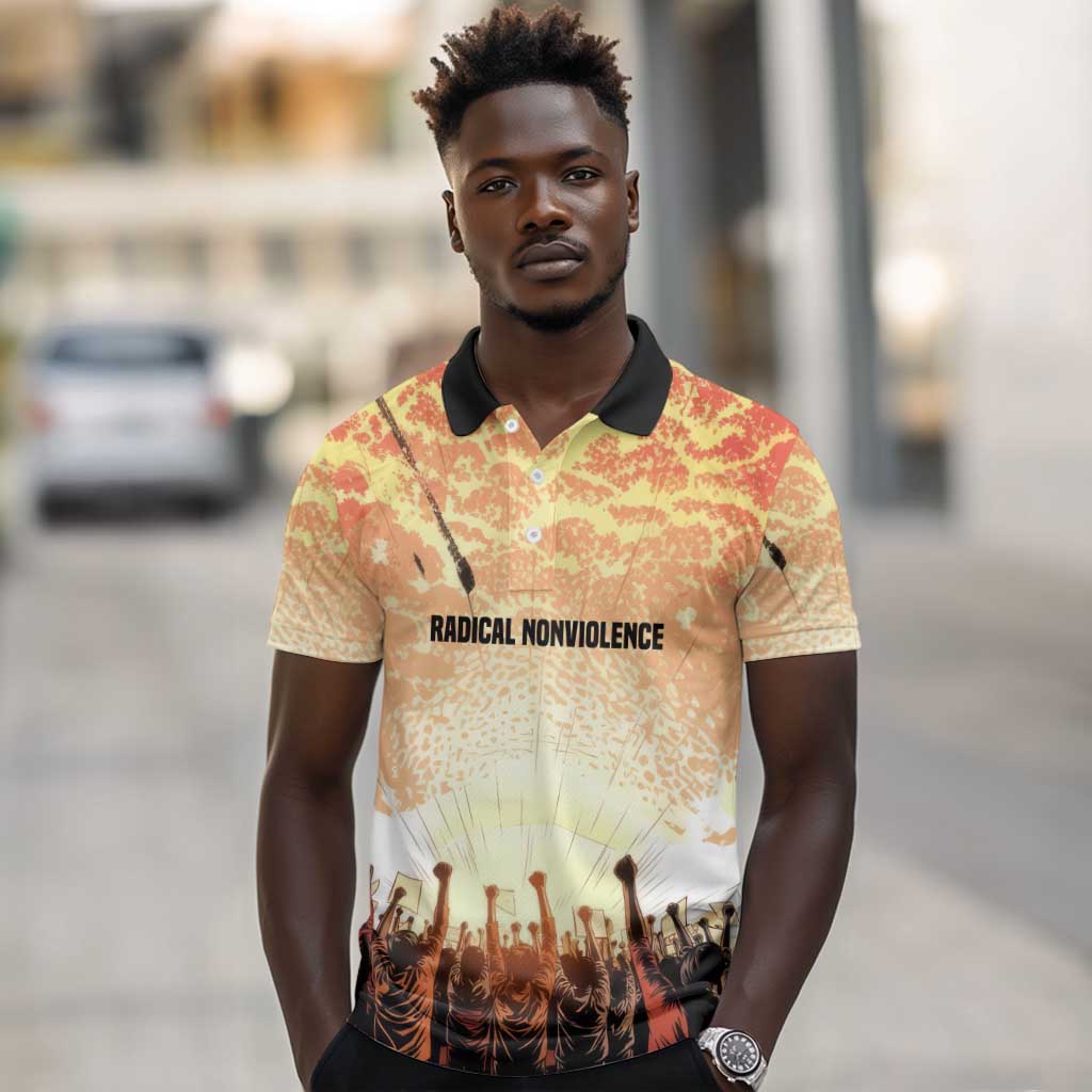 Bayard Rustin Polo Shirt with Radical Nonviolence Design Protest Crowd and Courage Civil Rights Tribute - African Pride