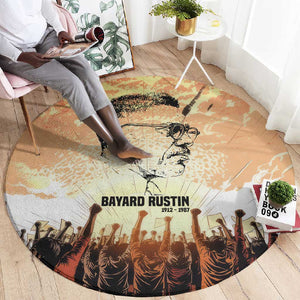 Bayard Rustin Round Carpet with Radical Nonviolence Design Protest Crowd and Courage Civil Rights Tribute - African Pride