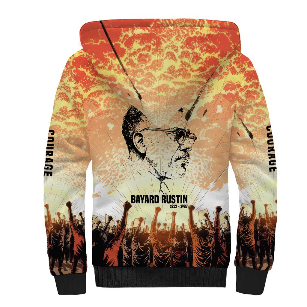 Bayard Rustin Sherpa Hoodie with Radical Nonviolence Design Protest Crowd and Courage Civil Rights Tribute - African Pride
