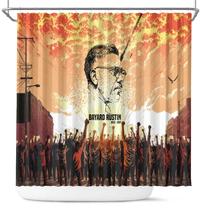 Bayard Rustin Shower Curtain with Radical Nonviolence Design Protest Crowd and Courage Civil Rights Tribute - African Pride