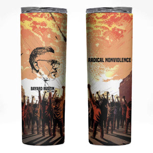 Bayard Rustin Skinny Tumbler with Radical Nonviolence Design Protest Crowd and Courage Civil Rights Tribute - African Pride