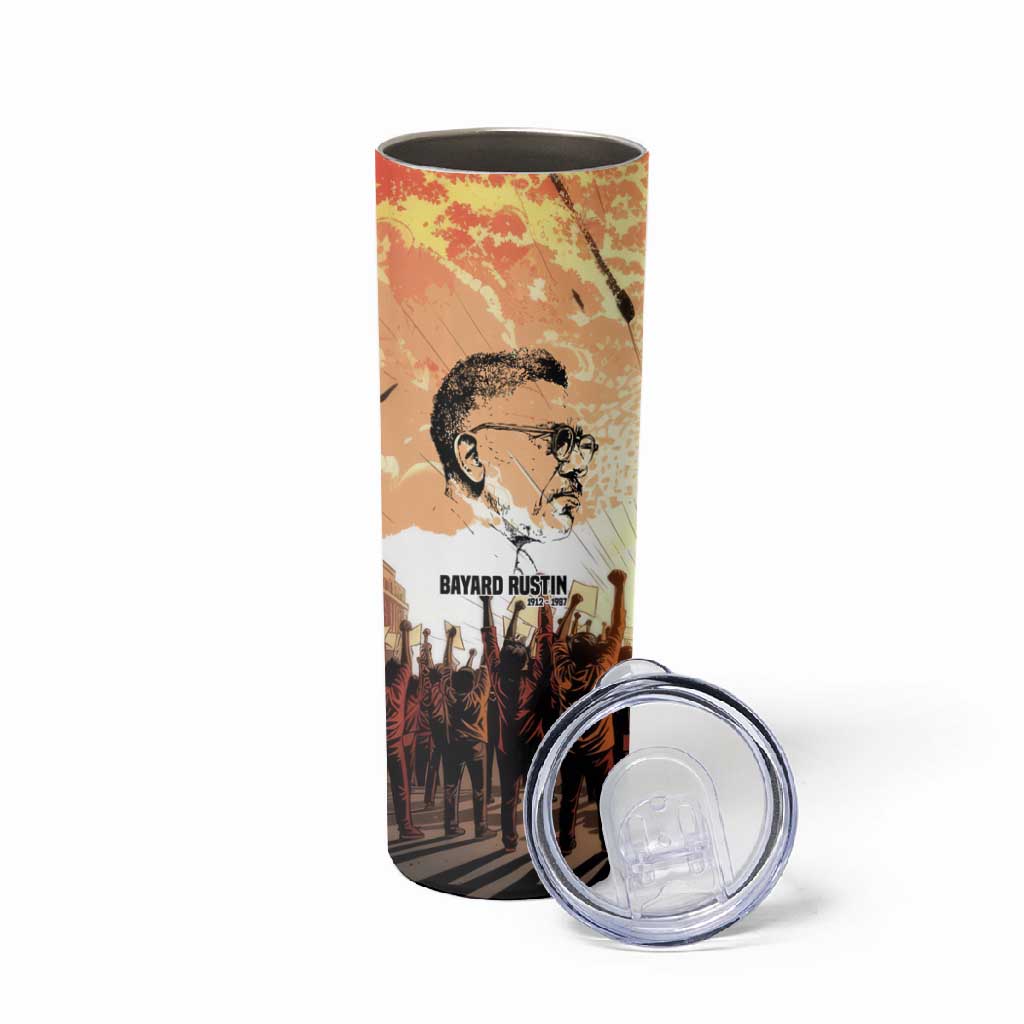 Bayard Rustin Skinny Tumbler with Radical Nonviolence Design Protest Crowd and Courage Civil Rights Tribute - African Pride