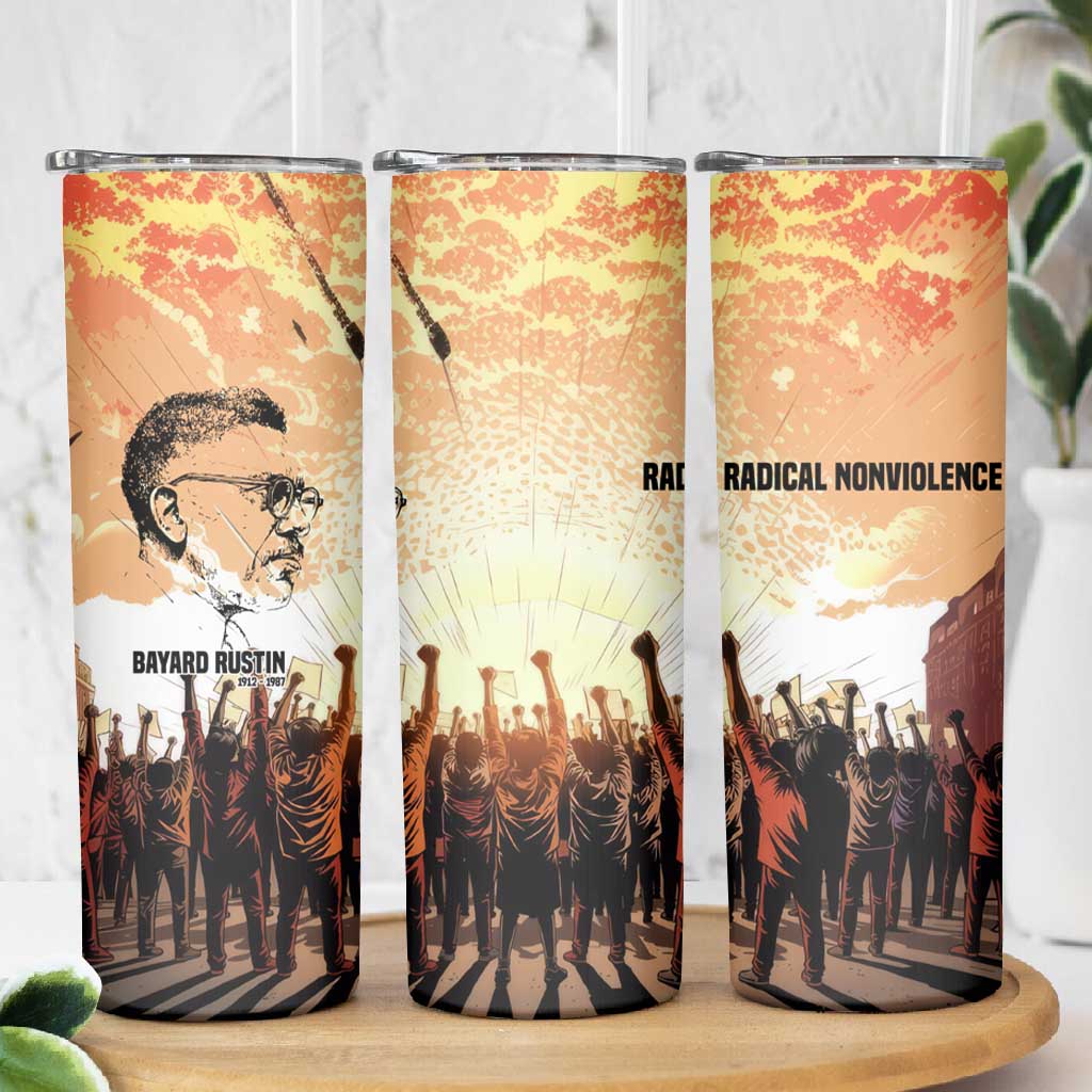Bayard Rustin Skinny Tumbler with Radical Nonviolence Design Protest Crowd and Courage Civil Rights Tribute - African Pride