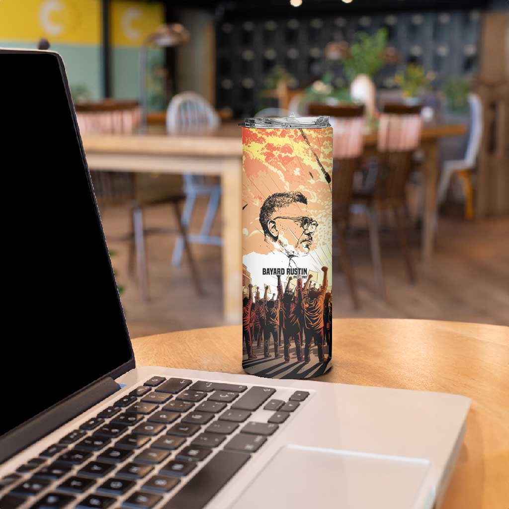 Bayard Rustin Skinny Tumbler with Radical Nonviolence Design Protest Crowd and Courage Civil Rights Tribute - African Pride