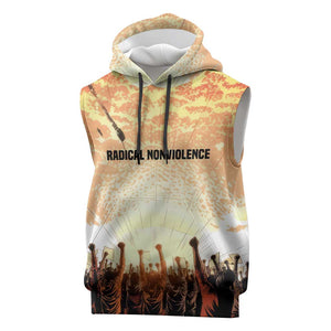 Bayard Rustin Sleeveless Hoodie with Radical Nonviolence Design Protest Crowd and Courage Civil Rights Tribute - African Pride
