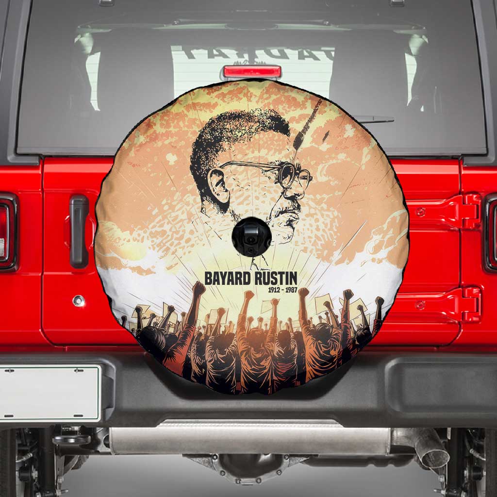 Bayard Rustin Spare Tire Cover with Radical Nonviolence Design Protest Crowd and Courage Civil Rights Tribute - African Pride
