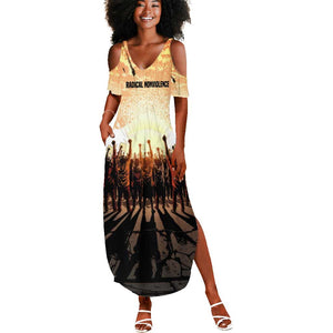 Bayard Rustin Summer Maxi Dress with Radical Nonviolence Design Protest Crowd and Courage Civil Rights Tribute - African Pride