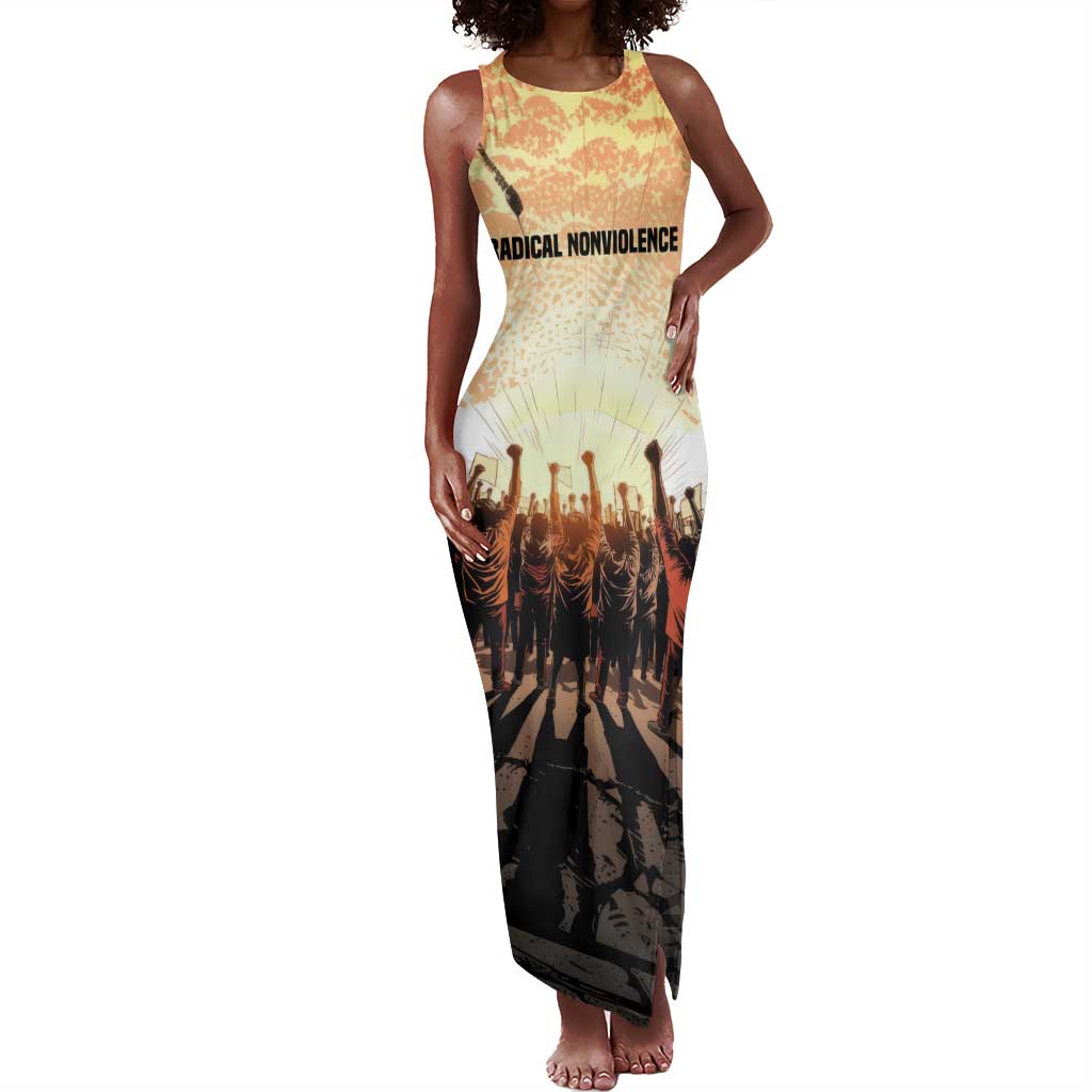 Bayard Rustin Tank Maxi Dress with Radical Nonviolence Design Protest Crowd and Courage Civil Rights Tribute - African Pride